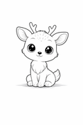 baby deer colouring page printable  cute kawaii animal for toddlers & preschool