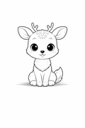 kawaii baby deer colouring page  cute animal printable for nursery kids
