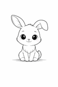 baby rabbit colouring page printable  cute bunny for toddlers & nursery