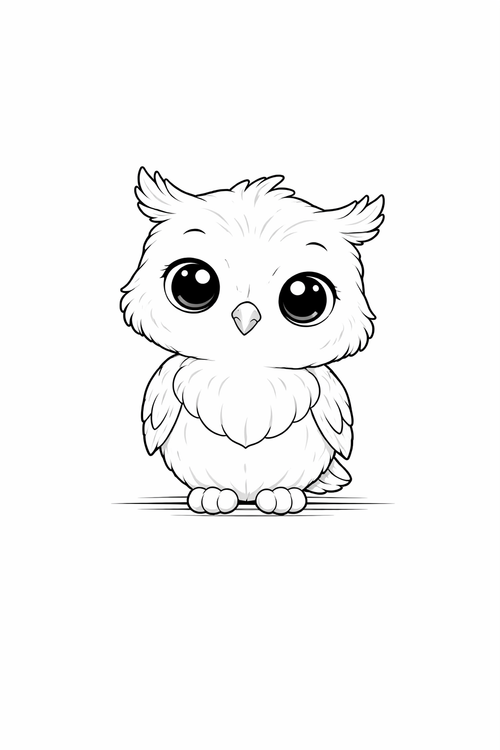 baby owl colouring page printable  cute cartoon animal for preschool kids