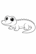 crocodile colouring page printable  cute cartoon reptile for toddlers
