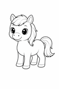 kawaii baby horse colouring page  cute farm animal for preschool kids