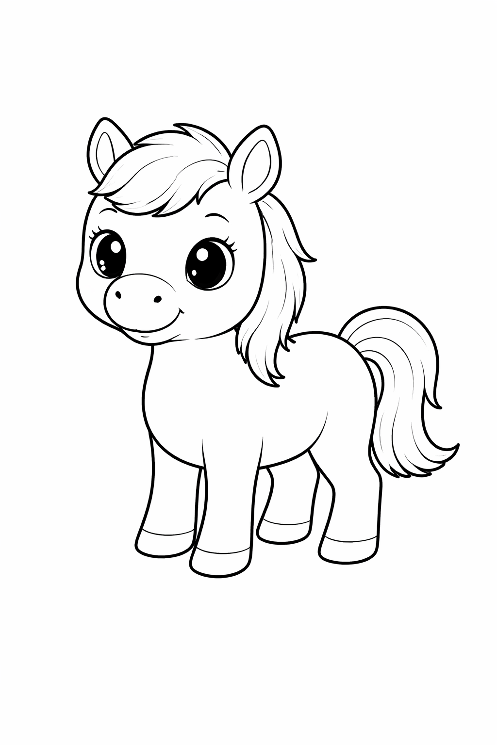 kawaii baby horse colouring page  cute farm animal for preschool kids