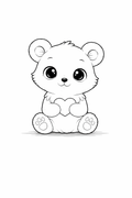 baby bear colouring page printable  cute animal with heart for toddlers