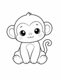 baby monkey colouring page printable  cute jungle animal for preschool kids