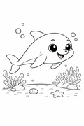 dolphin colouring page printable  cute ocean animal for preschool kids
