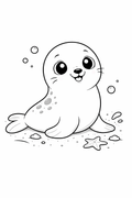 seal colouring page printable  cute ocean animal for toddlers