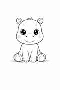 baby hippo colouring page printable  cute safari animal for toddlers