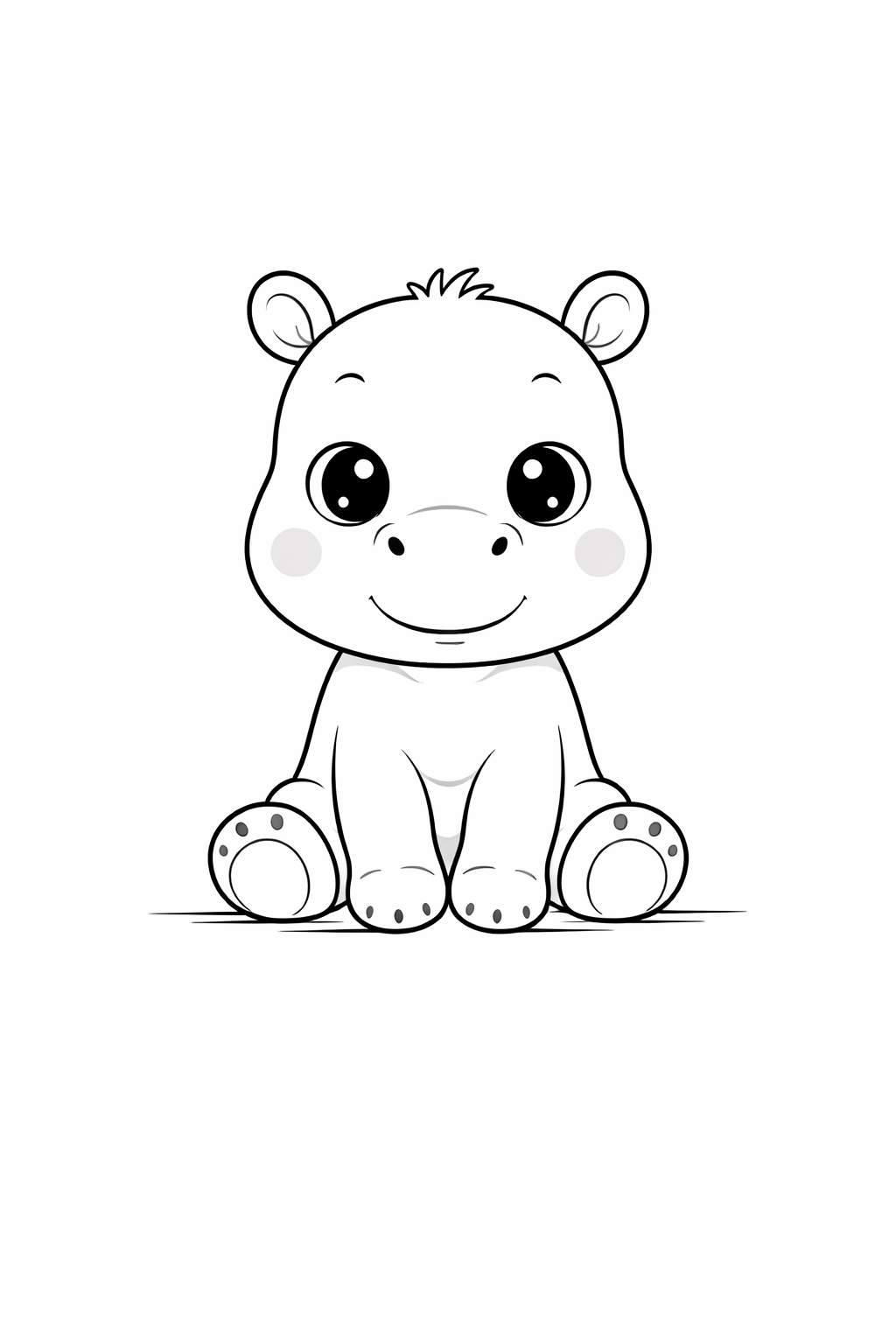 baby hippo colouring page printable  cute safari animal for toddlers