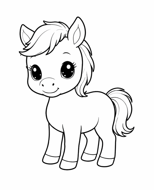 baby pony colouring page printable  cute farm animal for toddlers