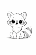 kawaii baby raccoon colouring page  cute forest animal for preschool kids
