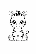 kawaii baby zebra colouring page  cute safari animal for toddlers