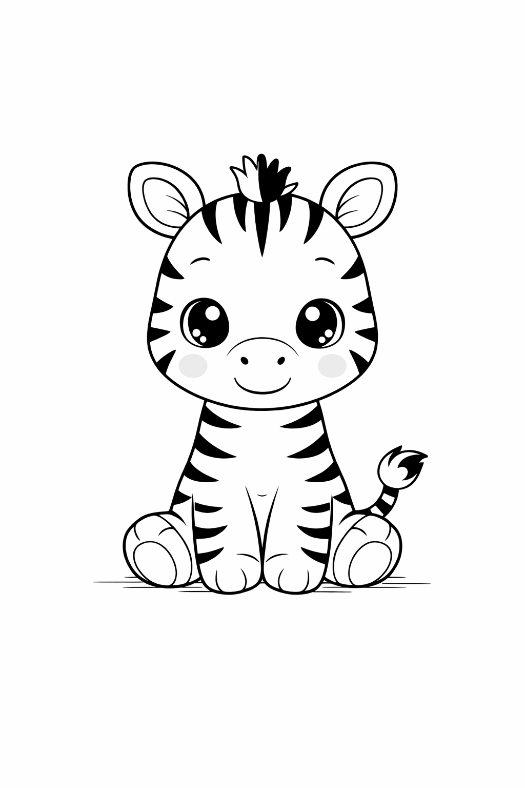 kawaii baby zebra colouring page  cute safari animal for toddlers