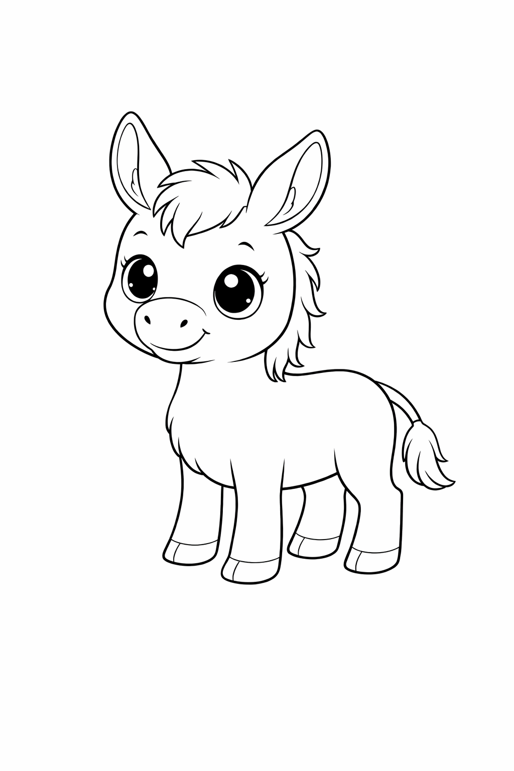 donkey colouring page printable  cute farm animal for preschool kids