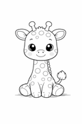 giraffe colouring page printable  cute safari animal for preschool kids