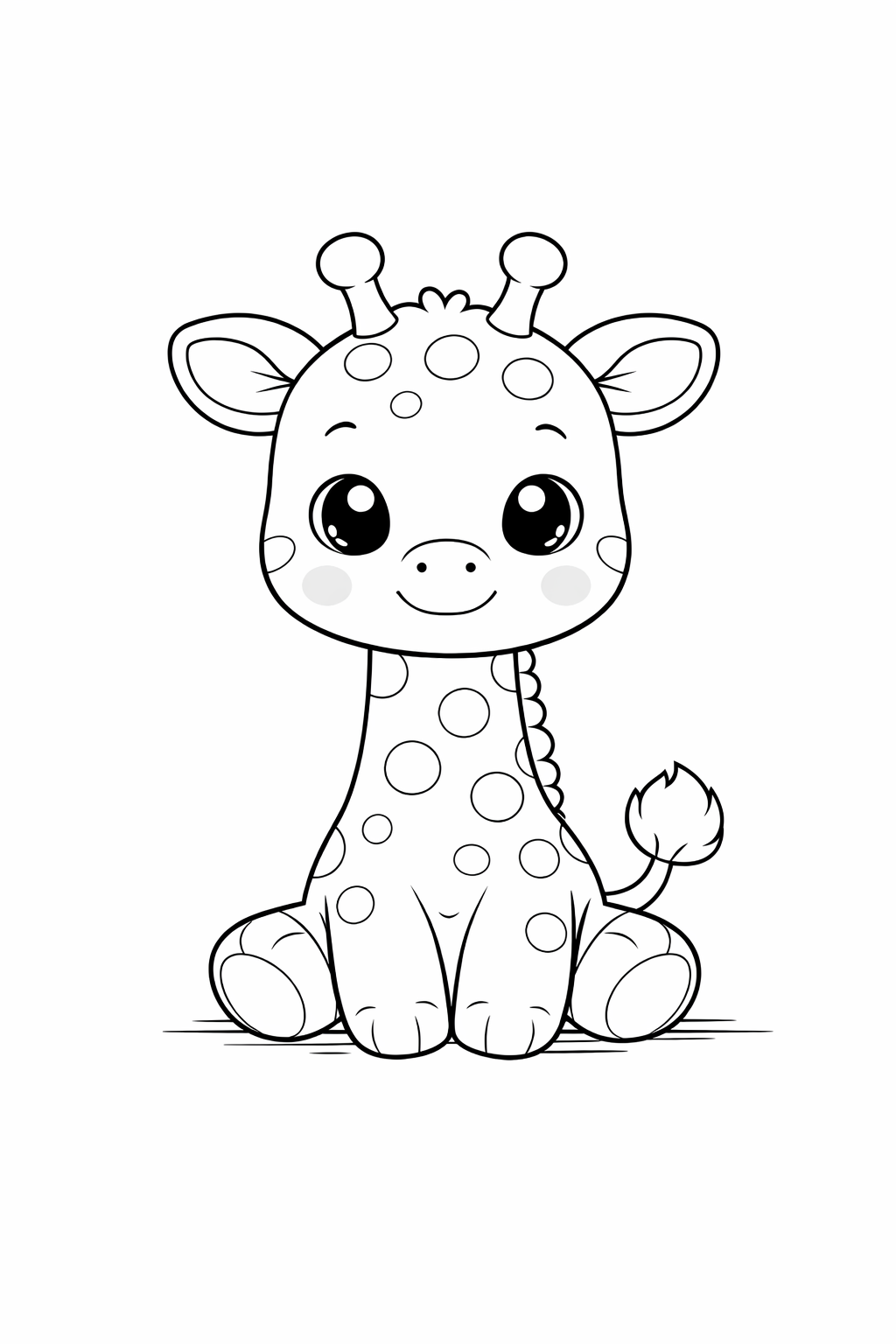 giraffe colouring page printable  cute safari animal for preschool kids