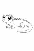 iguana colouring page printable  cute reptile for preschool kids