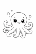 octopus colouring page printable  cute ocean animal for toddlers