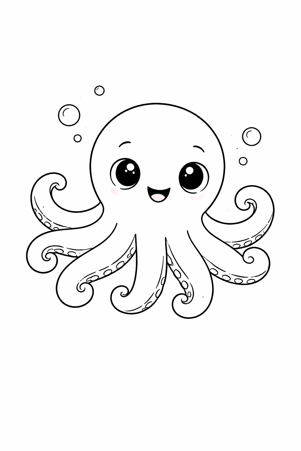 octopus colouring page printable  cute ocean animal for toddlers