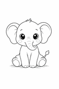 baby elephant colouring page printable  cute safari animal for toddlers
