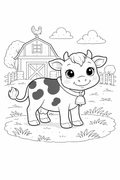 cow colouring page printable  farm animal scene for preschool kids