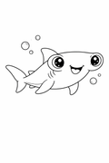 hammerhead shark colouring page  cute ocean animal for preschool kids