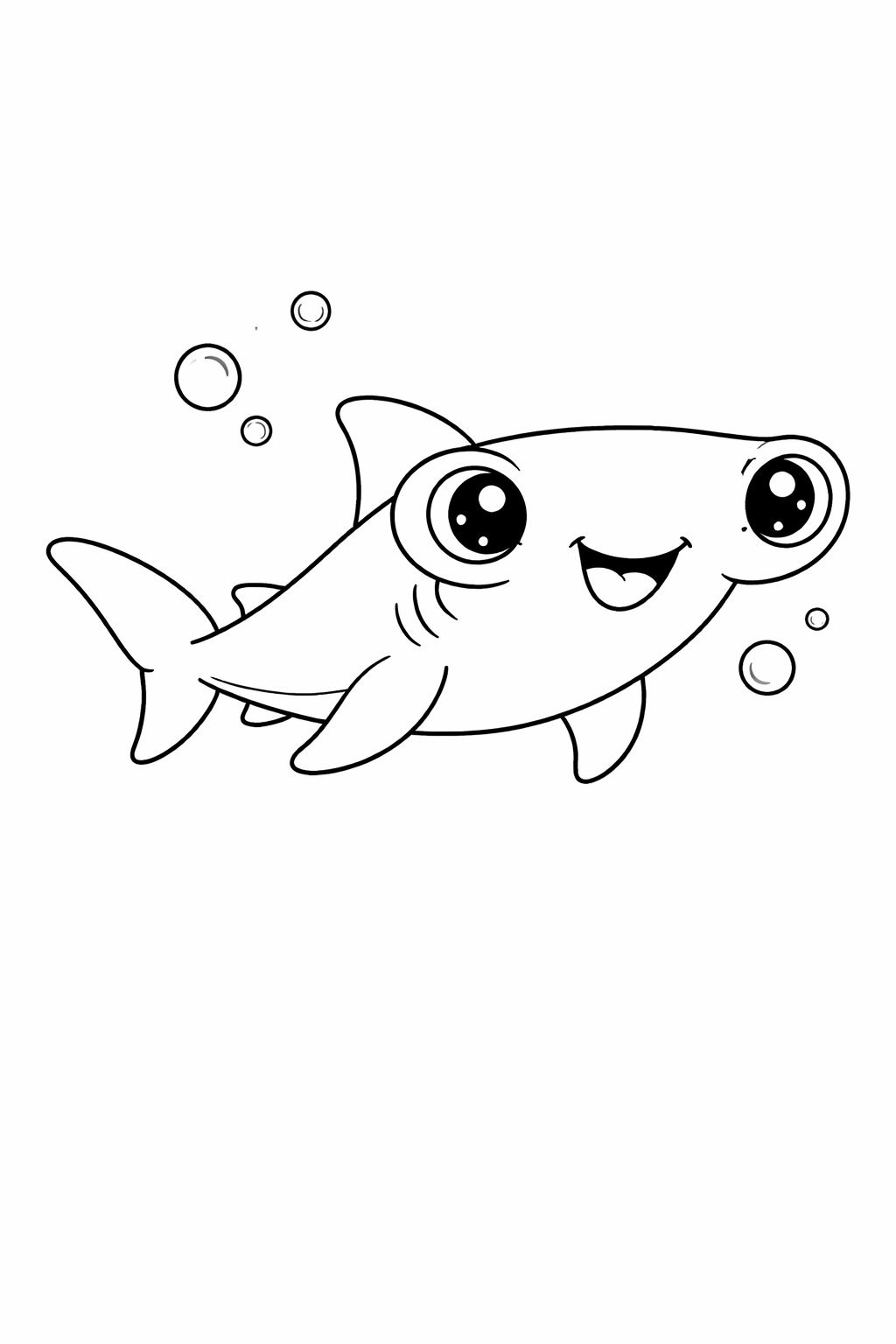 hammerhead shark colouring page  cute ocean animal for preschool kids