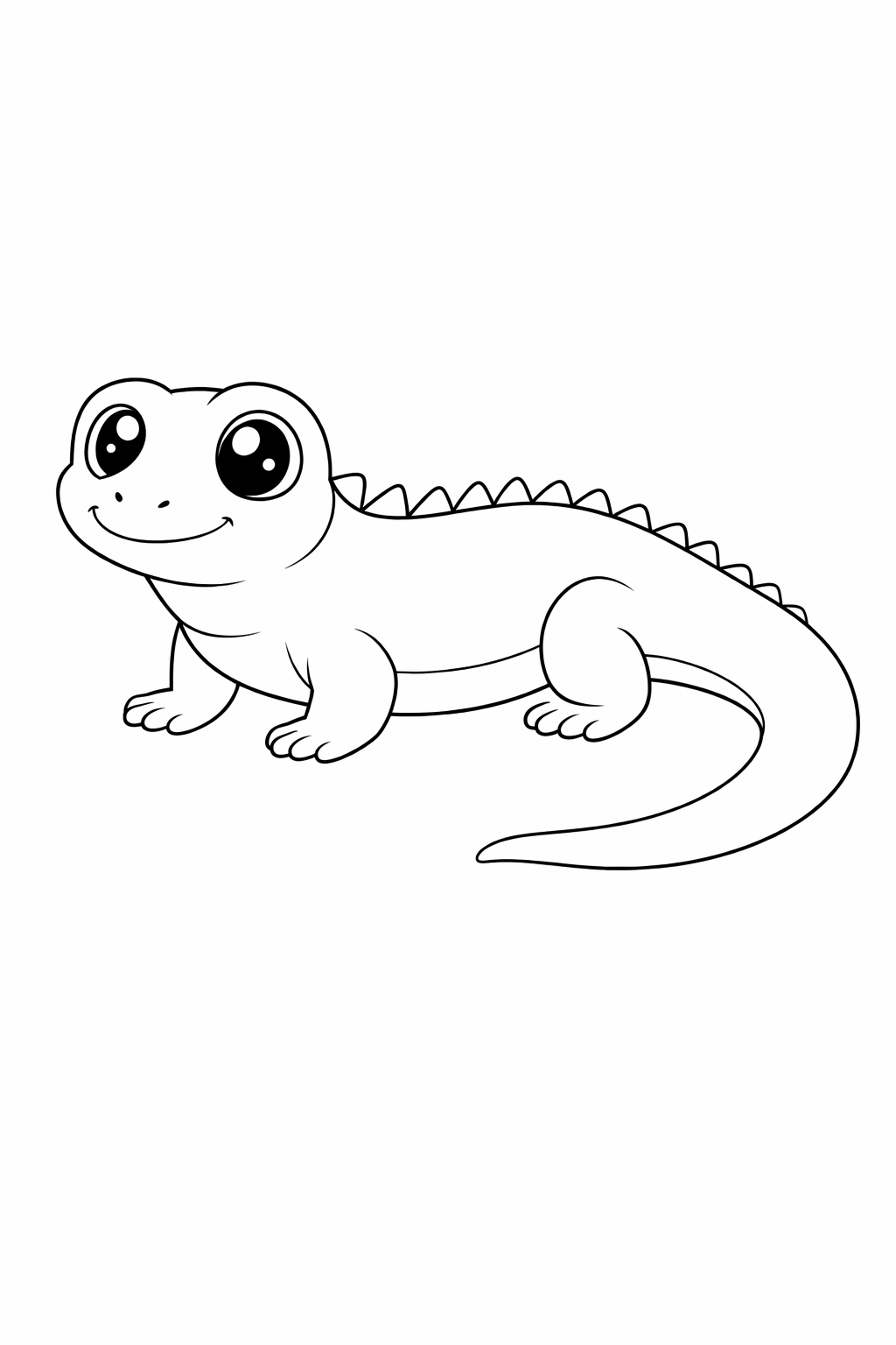 kawaii komodo dragon colouring page  cute reptile for preschool kids