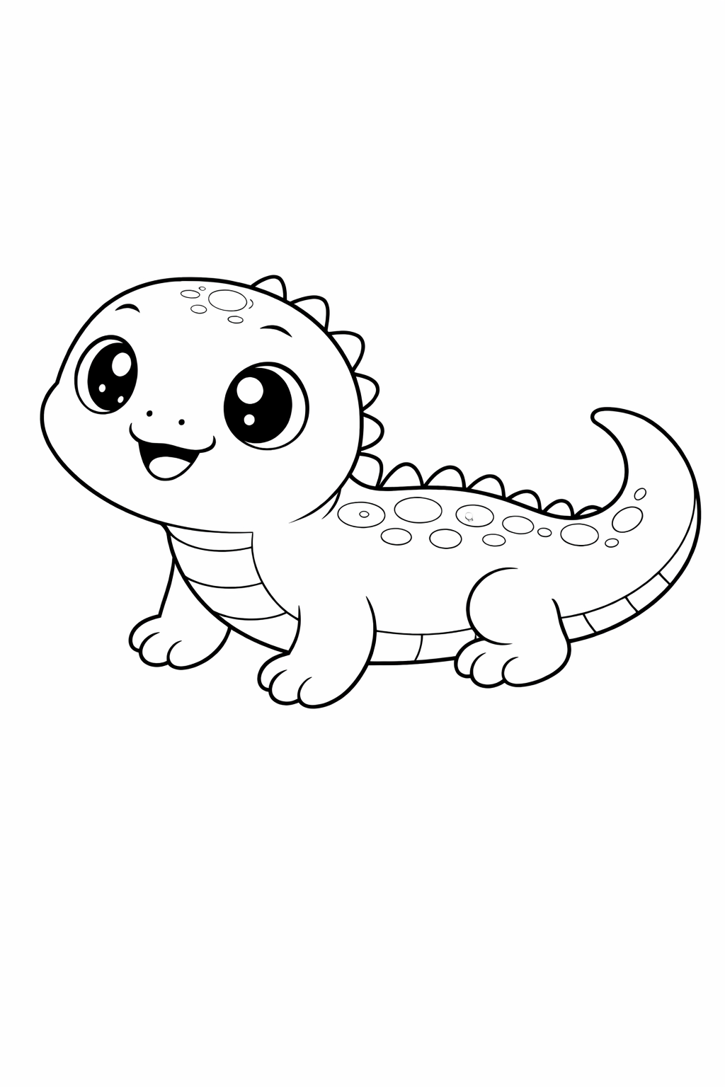 kawaii lizard colouring page printable  cute reptile for toddlers