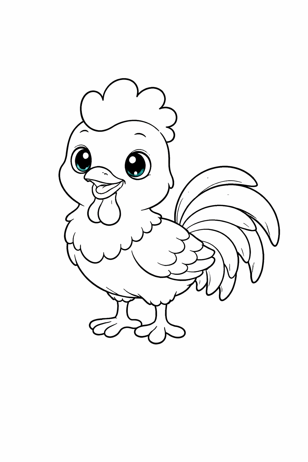 rooster colouring page printable  cute farm animal for preschool kids