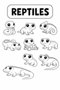 reptiles colouring page collection  cute animal scene for toddlers