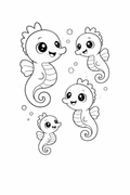 seahorse colouring page printable  cute ocean animal for preschool kids