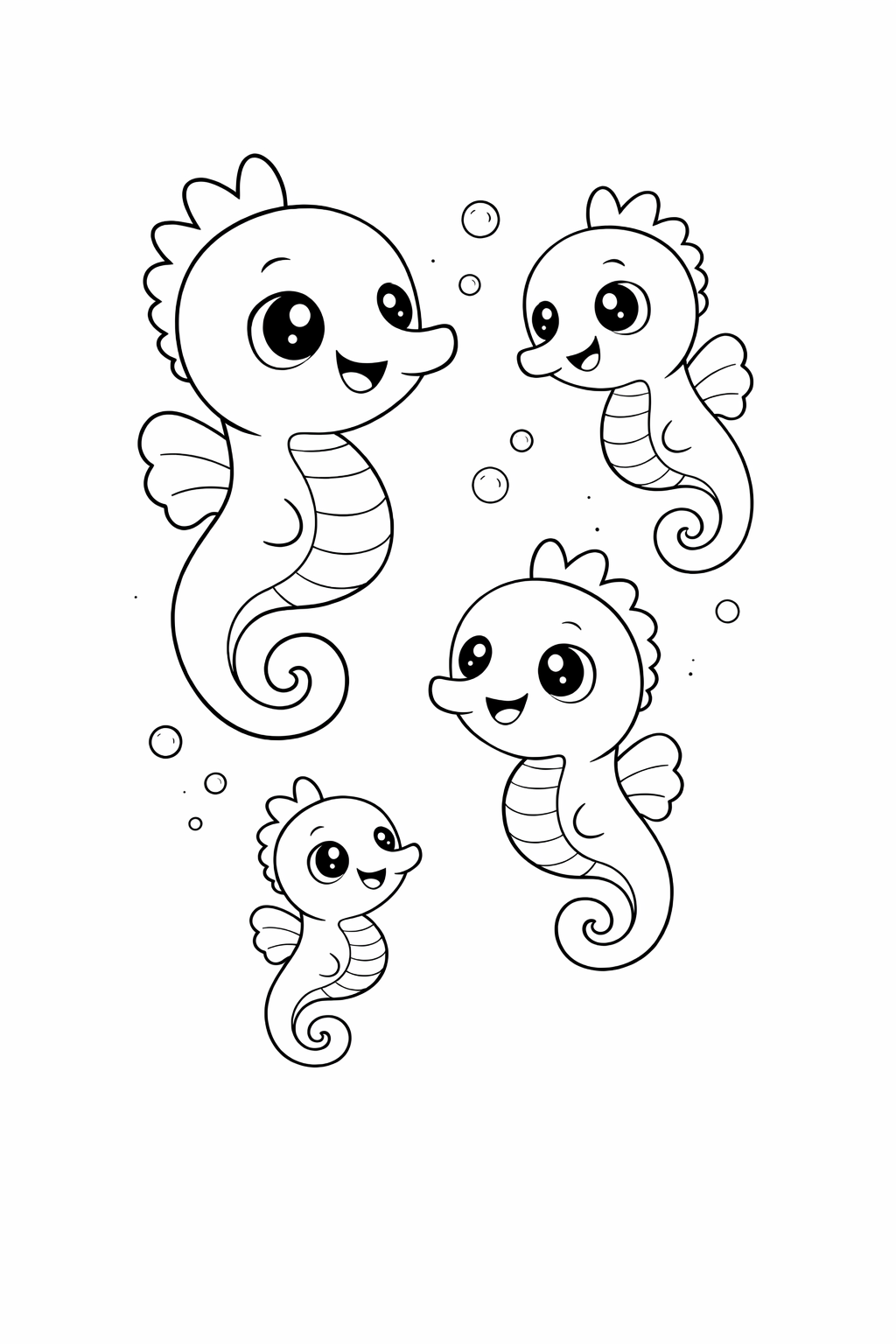 seahorse colouring page printable  cute ocean animal for preschool kids