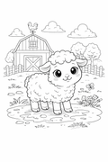 sheep colouring page printable  farm animal scene for toddlers