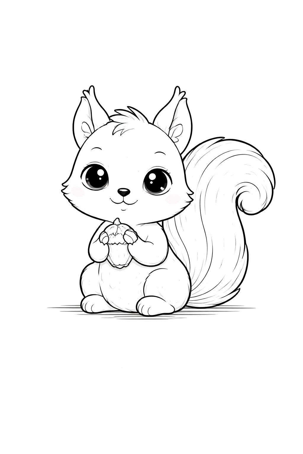 squirrel colouring page printable  cute forest animal for preschool kids