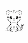 kawaii tiger cub colouring page  cute jungle animal for toddlers