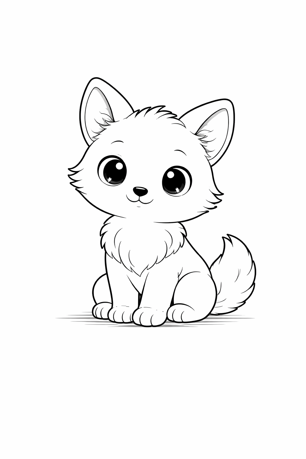 wolf pup colouring page printable  cute forest animal for toddlers