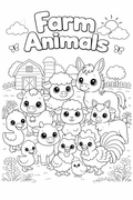 farm animals colouring page  cute scene for preschool kids
