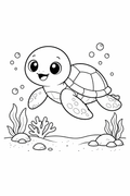 turtle colouring page printable  cute ocean animal for preschool kids