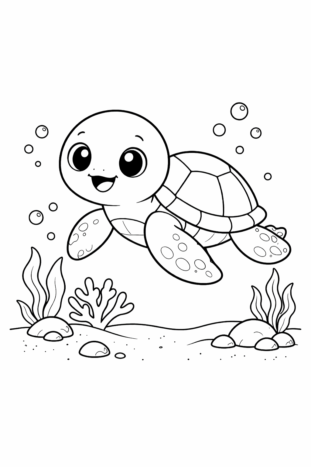 turtle colouring page printable  cute ocean animal for preschool kids