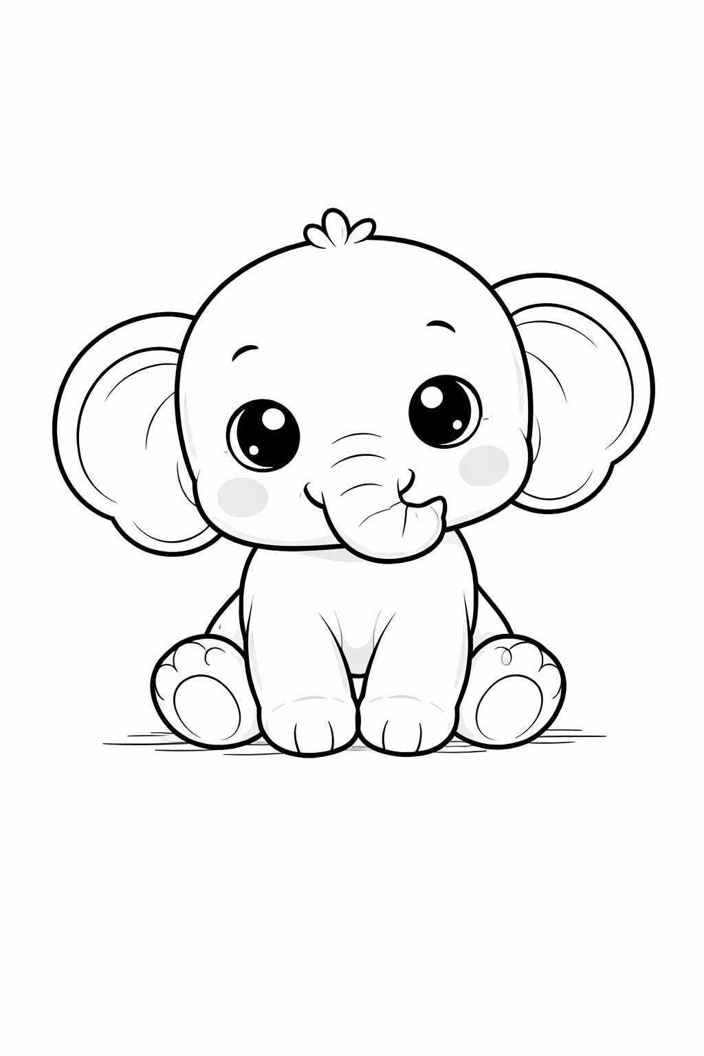 kawaii baby elephant colouring page  cute safari animal for toddlers