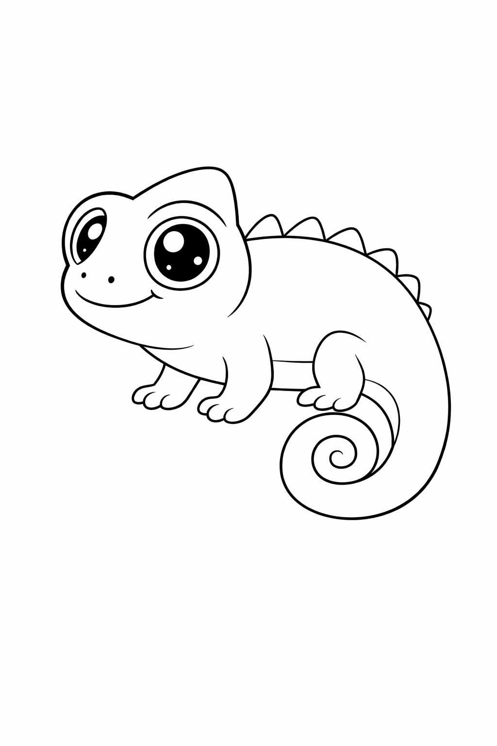 kawaii chameleon colouring page printable  cute reptile for preschool kids