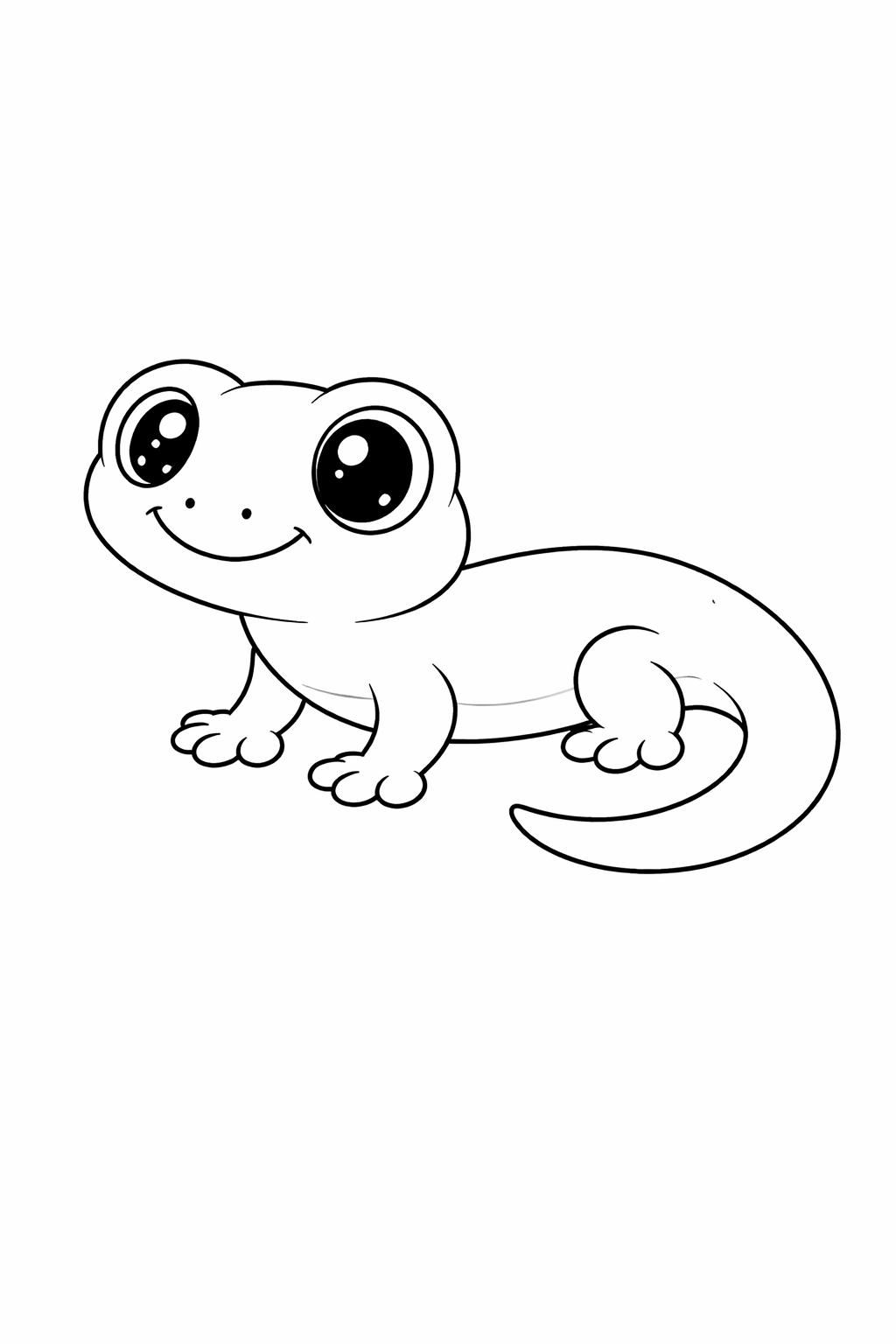 kawaii gecko colouring page printable  cute reptile for toddlers