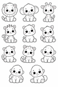 cute animals colouring book  10 printable pages for toddlers & preschool  pdf download