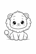 kawaii lion colouring page printable  cute safari animal for preschool kids