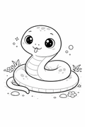 kawaii snake colouring page printable  cute reptile for toddlers