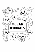 ocean animals colouring book  10 printable pages for toddlers  pdf download