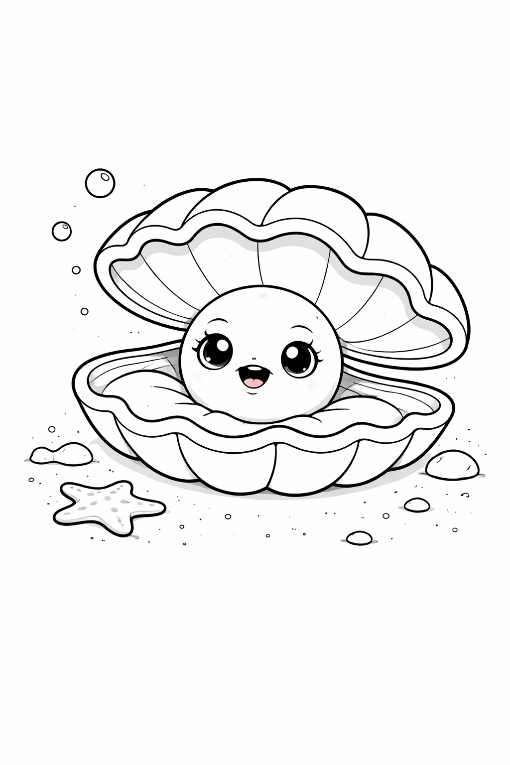 clam colouring page printable  cute ocean animal for preschool kids